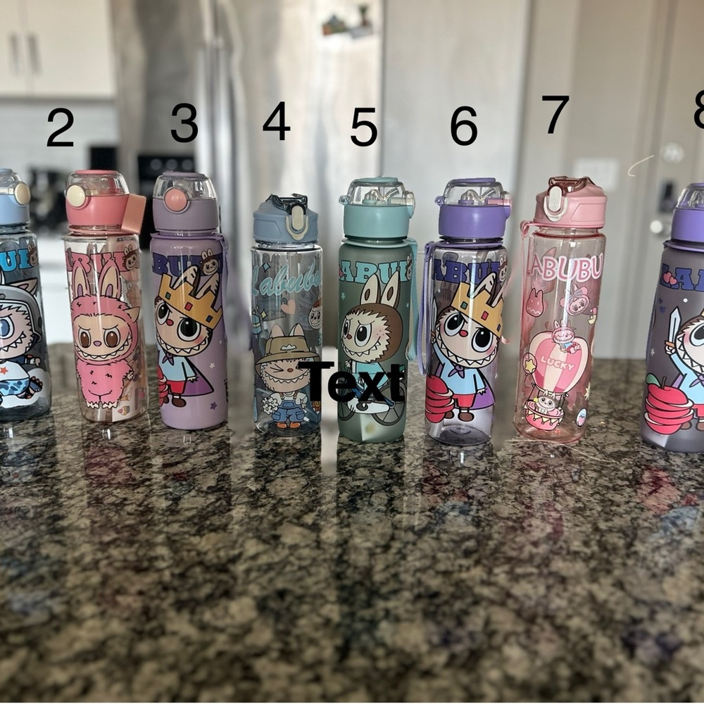 Labubu  water bottle 8 different styles kids cartoon 24 oz drink straw